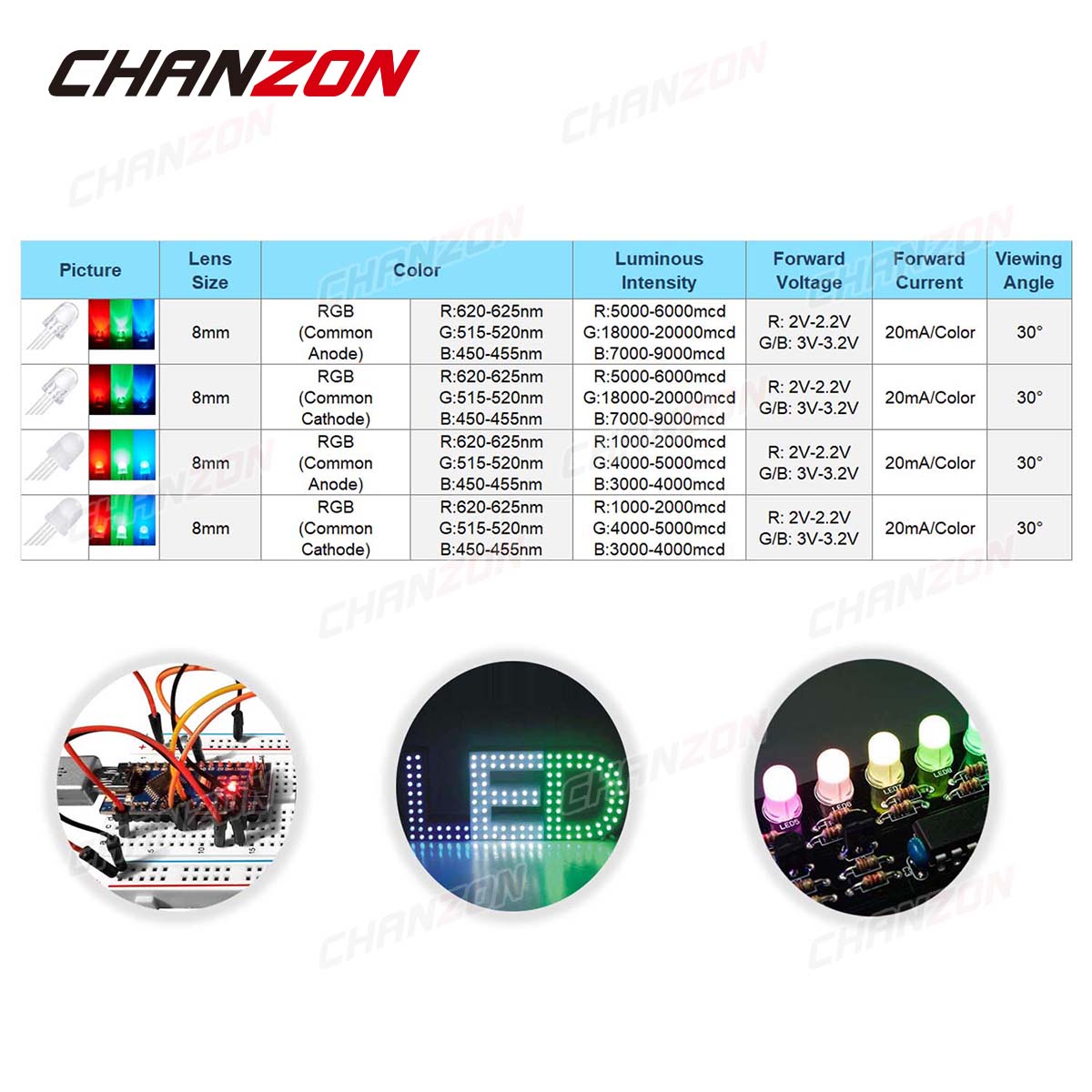 50pcs 8mm RGB LED 발광 다이오드 마이크로 - Diy Electronic Components 리뷰 및 가격