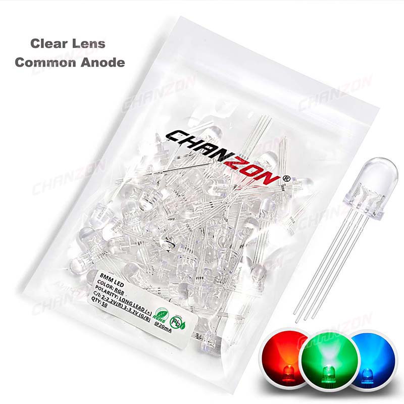 50pcs 8mm RGB LED 발광 다이오드 마이크로 - Diy Electronic Components 리뷰 및 가격