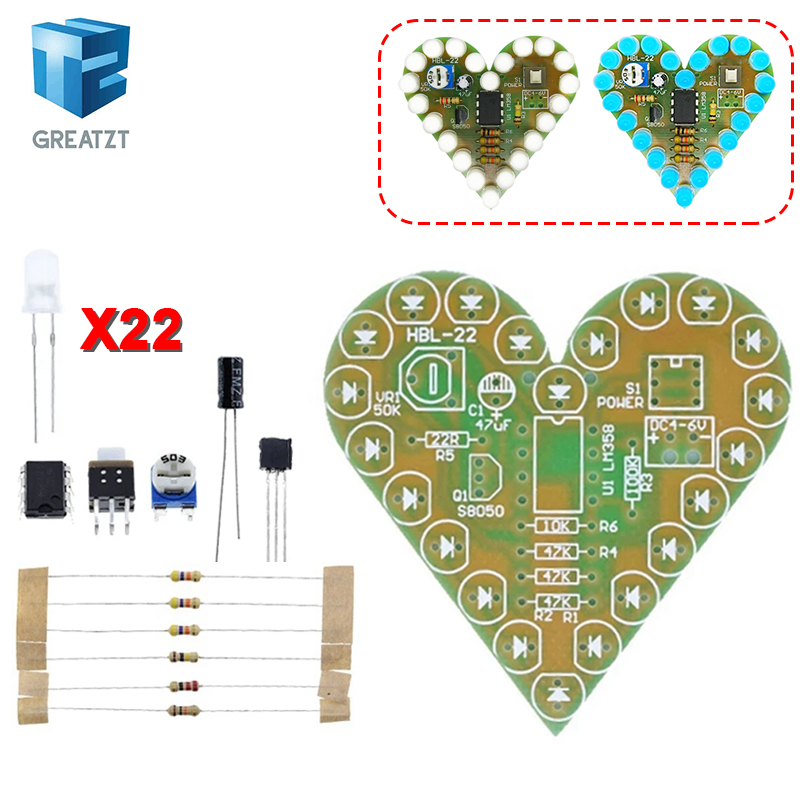 DIY 키트 하트 모양 호흡 램프 키트 호흡 LED 세 - Diy Electronics Lab 리뷰 및 가격