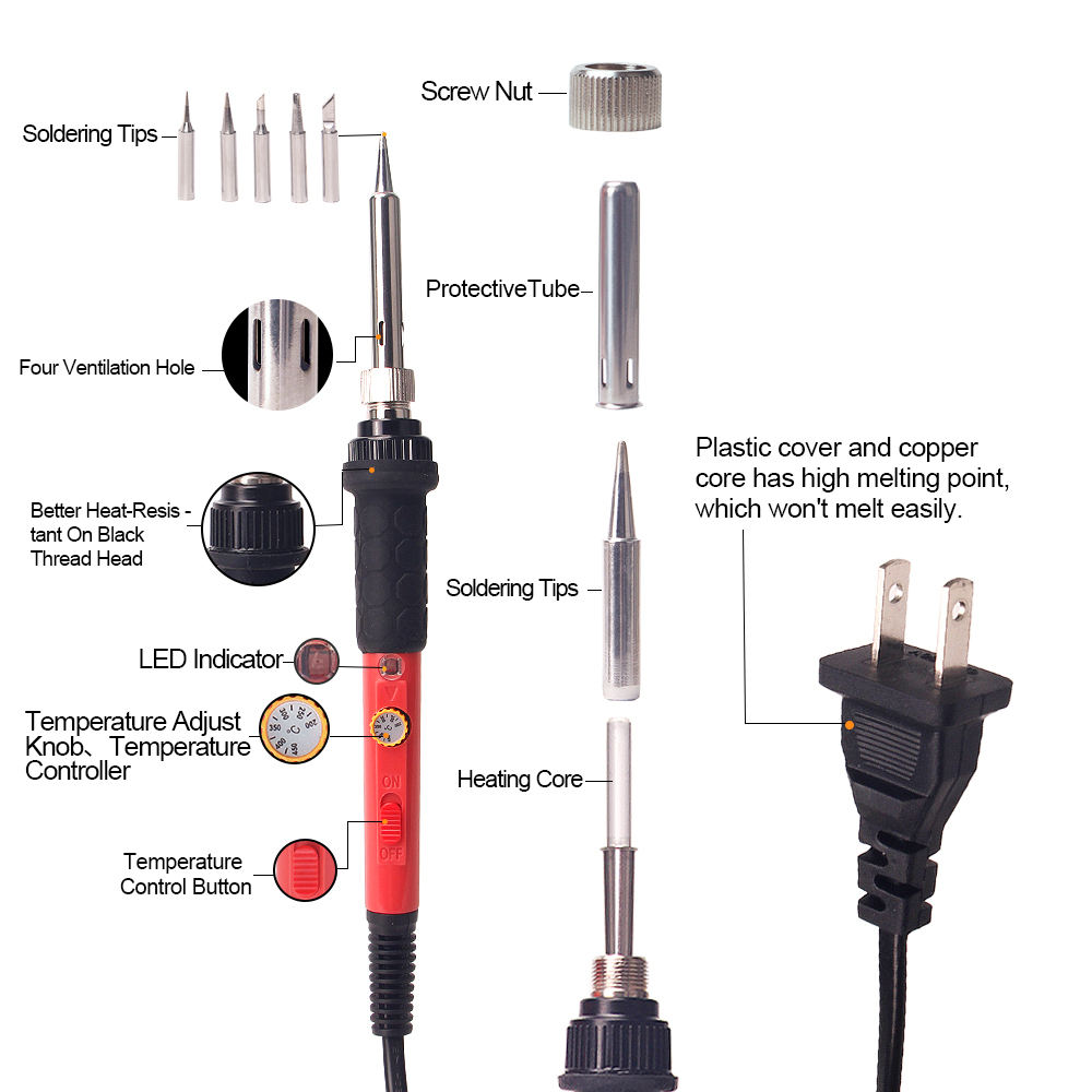 60W LCD 디지털 온도 조절 납땜 인두 스테이션,  - Diy Electronics Tool Kit 리뷰 및 가격