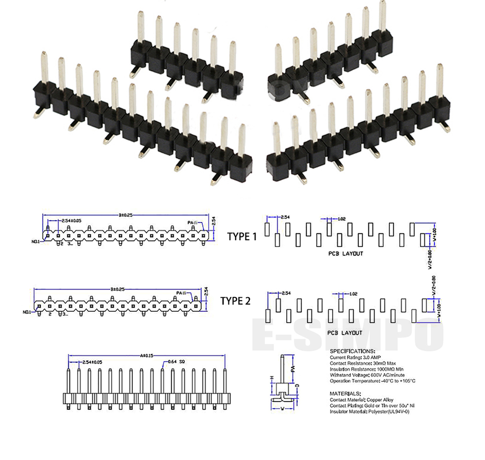 100pcs 2.54mm 단일 행 깨지기 쉬운 1X40 - Male Female Header Pin 리뷰 및 가격